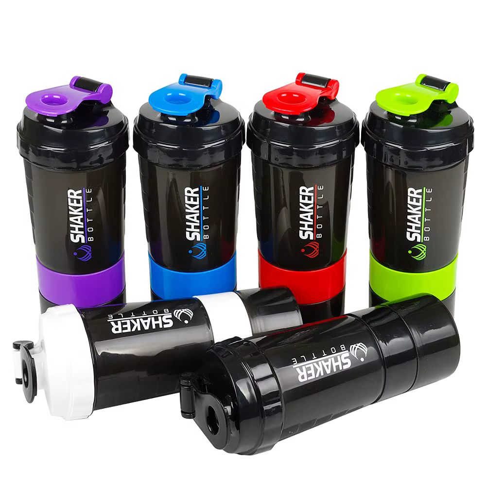 Bouteille shaker à 3 compartiments pour protéines