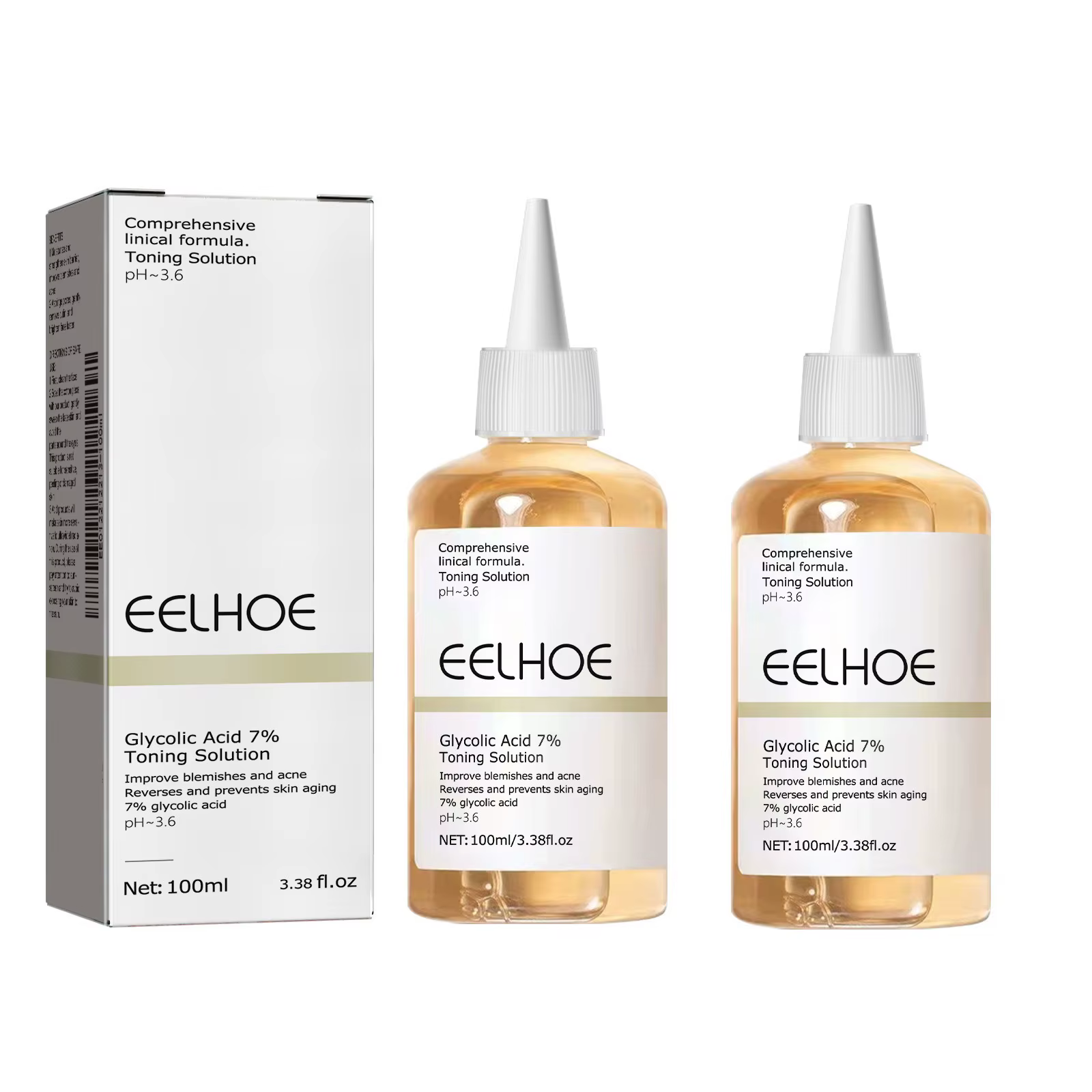 Solution tonifiante à l'acide glycolique 7%, dissolvant d'acné ordinaire, Lifting, raffermissant, rides, brillant, soins pour la peau du visage, Toner à l'acide glycolique