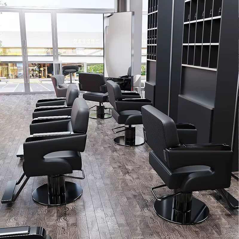 Design salon de coiffure barbier moderne plancher à la mode ergonomique chaise de barbier fauteuil beauté Centro Estetico Arredamento meubles