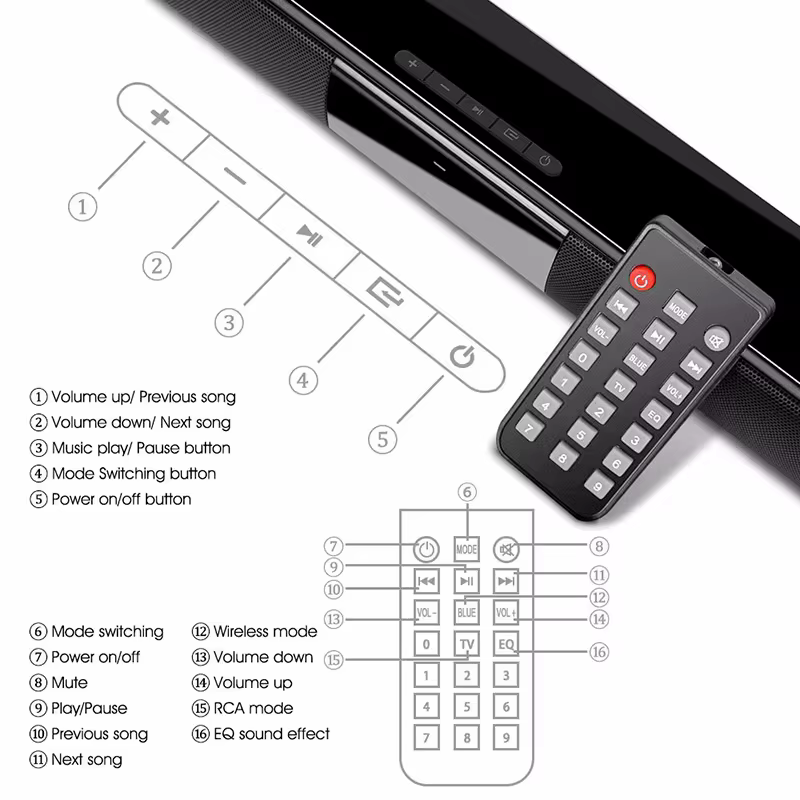Barre De son caisson De basses sans fil pour TV haut-parleur Bluetooth barre De son boîte Radio De musique FM grande Bocina basse Blootooth Caixa De Som Coluna