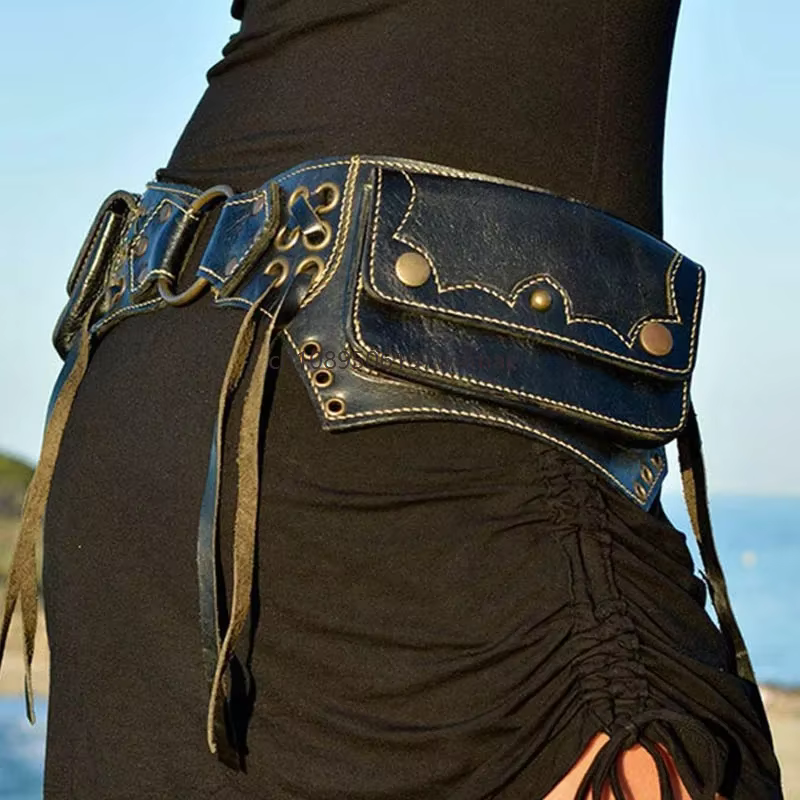 Sac banane utilitaire en cuir Steampunk, accessoire de costume de cosplay médiéval pour femme, pirate, accessoire de costume