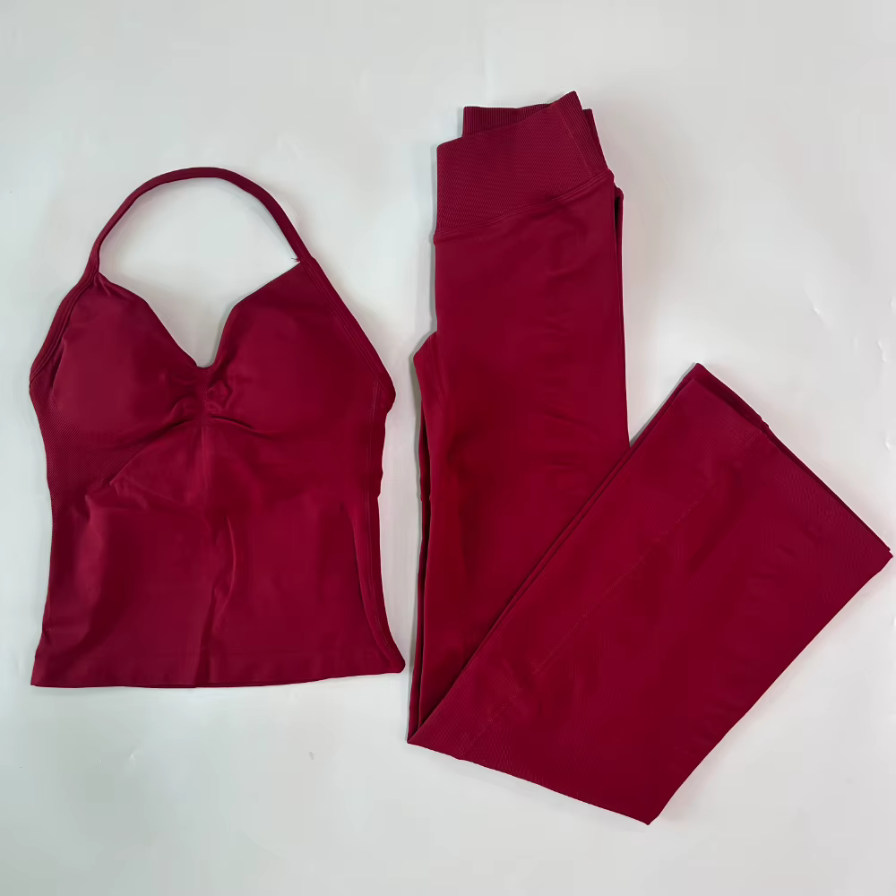 Ensembles de sport deux pièces pour femmes : débardeurs et leggings évasés