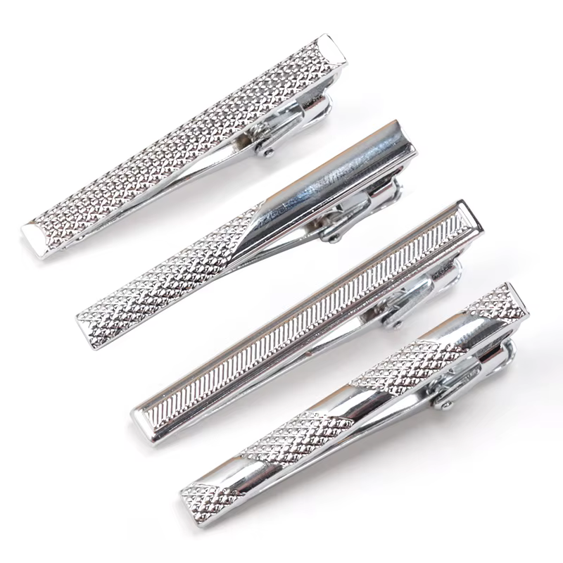 Épingle à cravate pour hommes, accessoires de cravate, couleur argentée, ton métal, fermoir à barre Simple, fermoir pratique, pince à cravate, Clip de collier pour hommes