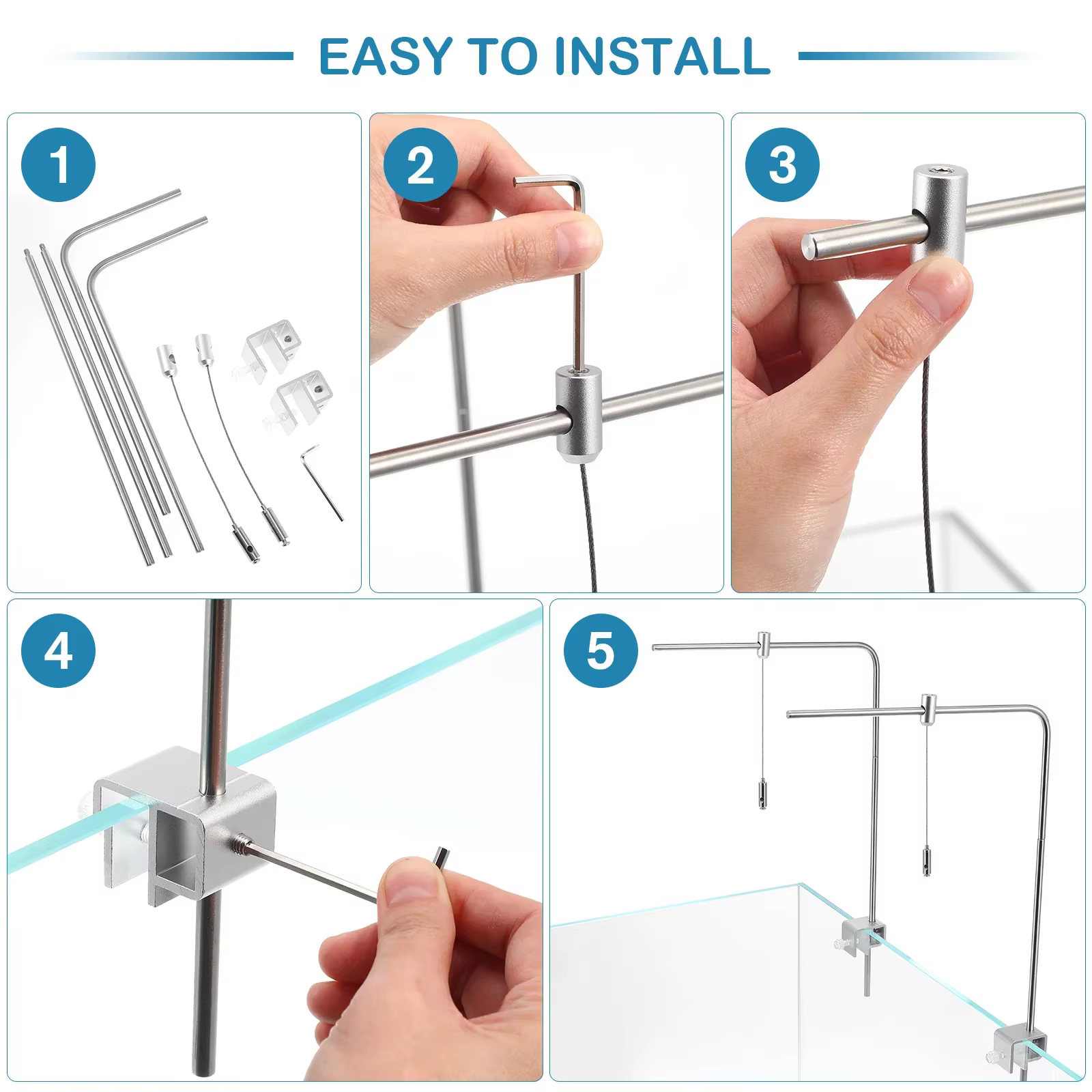 Support de lumière pour aquarium, support d'éclairage pour plantes aquatiques, support suspendu pour aquarium, cintre de lumière réglable, accessoire pour outil d'alimentation du poisson