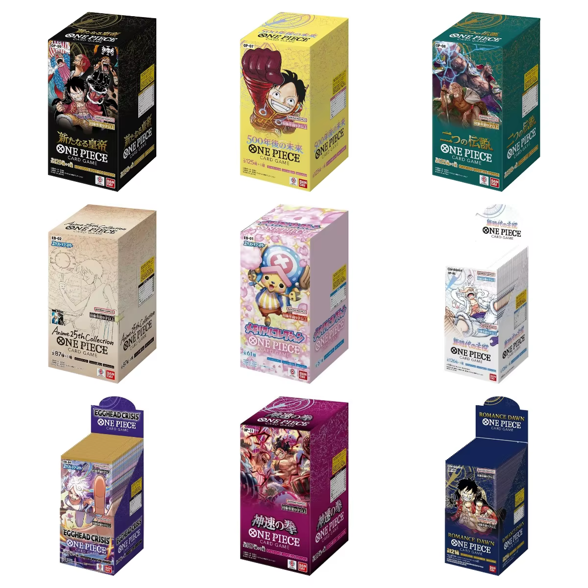 BANDAI One Piece TCG OP EB PRB Série Complète Boîte de Boosters Japonaise Scellée Cartes de Collection