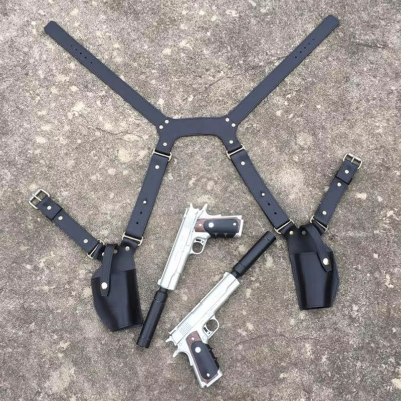 Étui à Double pistolet Steampunk en cuir PU, porte-pistolet, sac de harnais, Hitman Agent 47, accessoires de Costumes de Cosplay de Cowboy Pirate