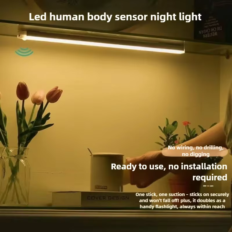 Barre lumineuse LED USB avec capteur, Rechargeable, sans fil, veilleuse pour bande lumineuse, lampe de bureau sous-meuble