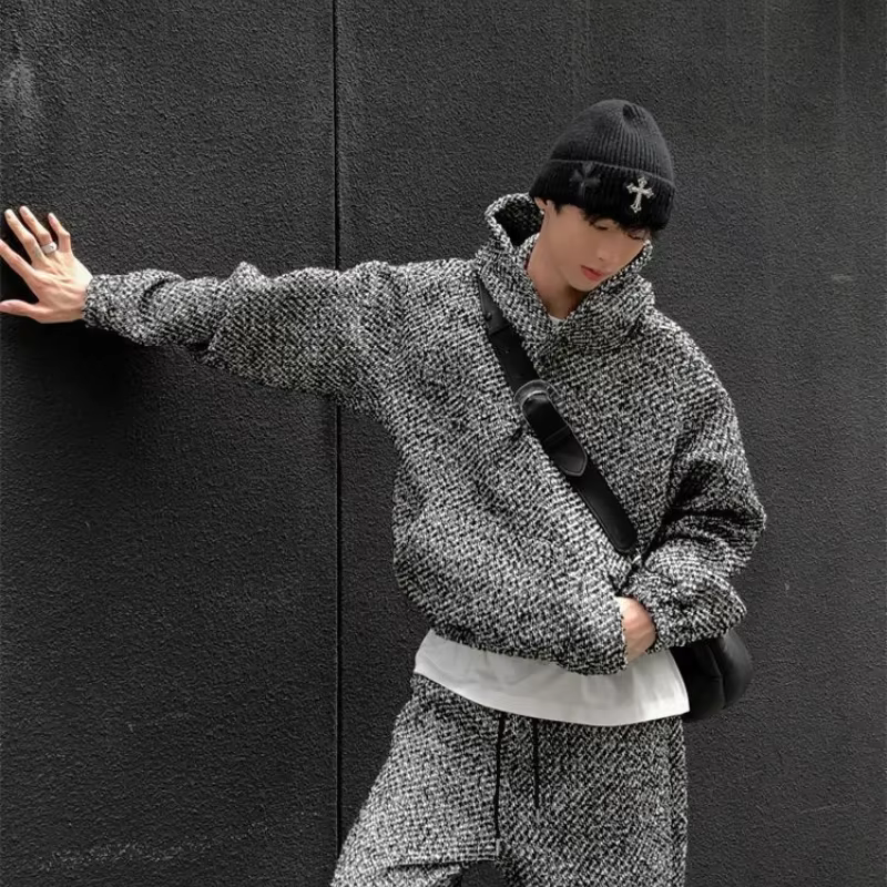 ChimNiche-Sweat à capuche en velours trempé pour hommes