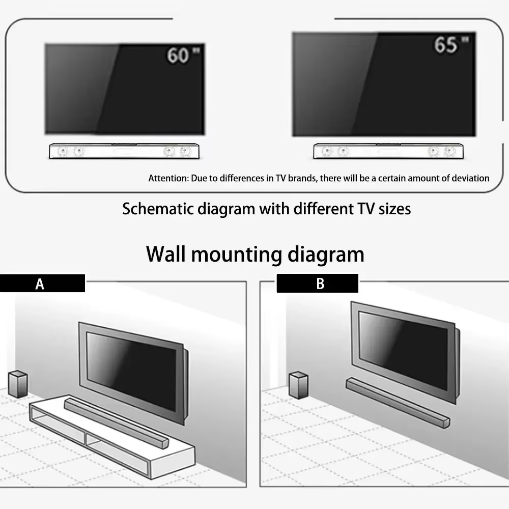 Système de haut-parleurs de barre de son Bluetooth sans fil, haut-parleur sonore Super puissant, filaire, Surround stéréo, projecteur de télévision pour Home cinéma