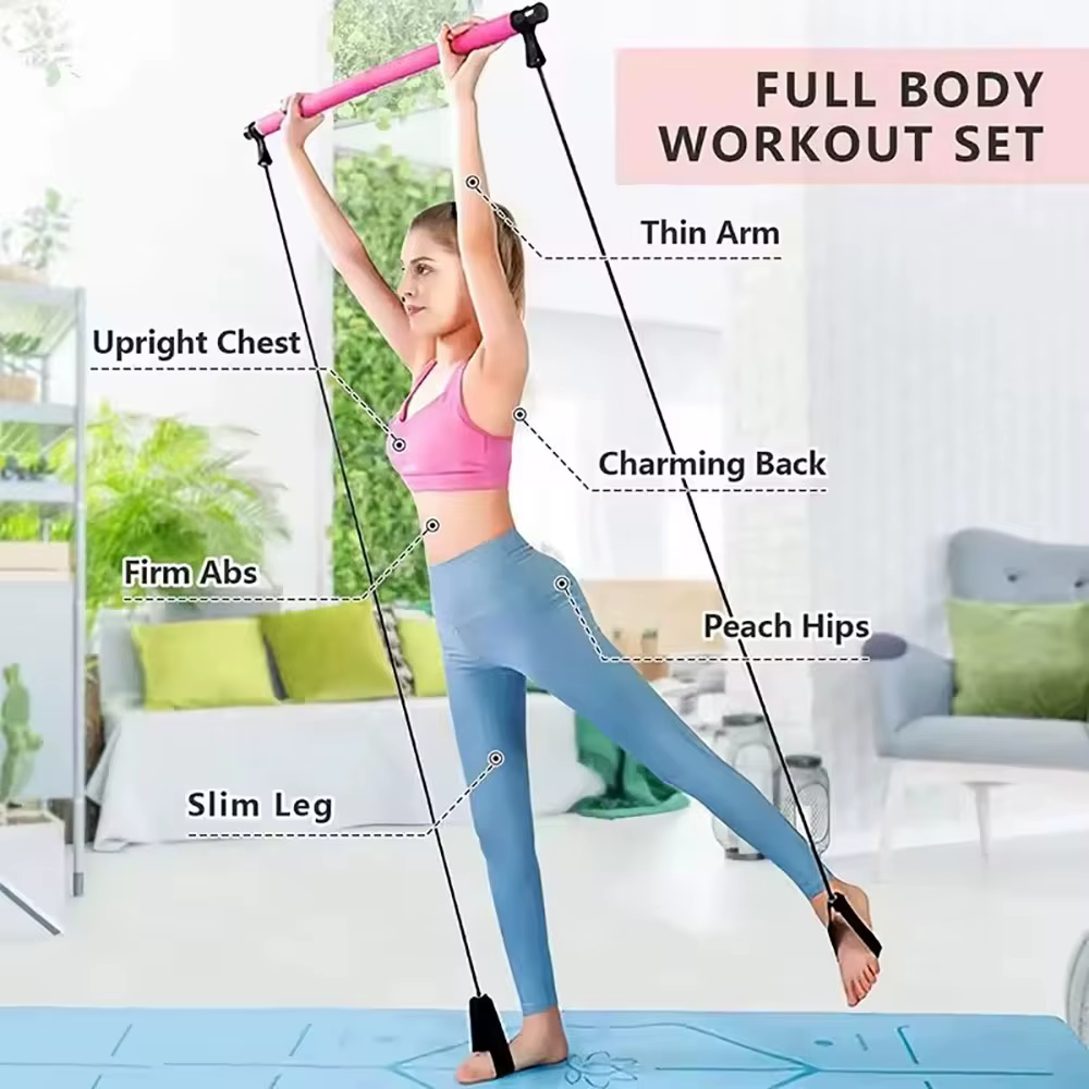 Bâton de Pilates, barre d'exercice réglable pour l'entraînement à domicile