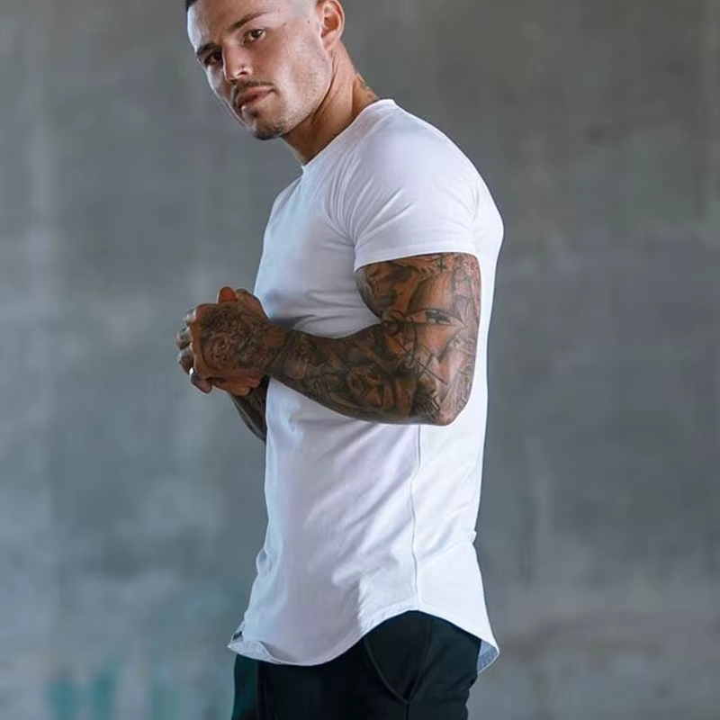 Vêtements unis mode T-Shirt hommes coton respirant Fitness