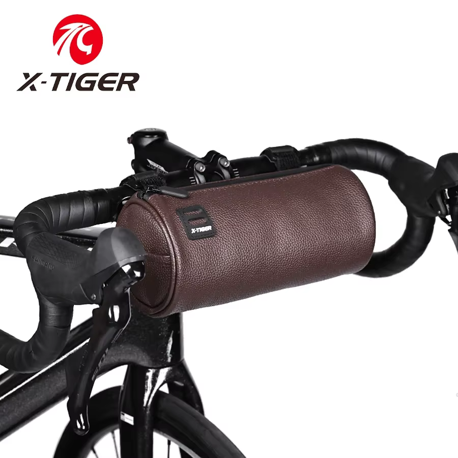 X-TIGER sac de guidon de vélo marron sac avant de vélo sac à bandoulière avec bandoulière route VTT cyclisme voyage stockage