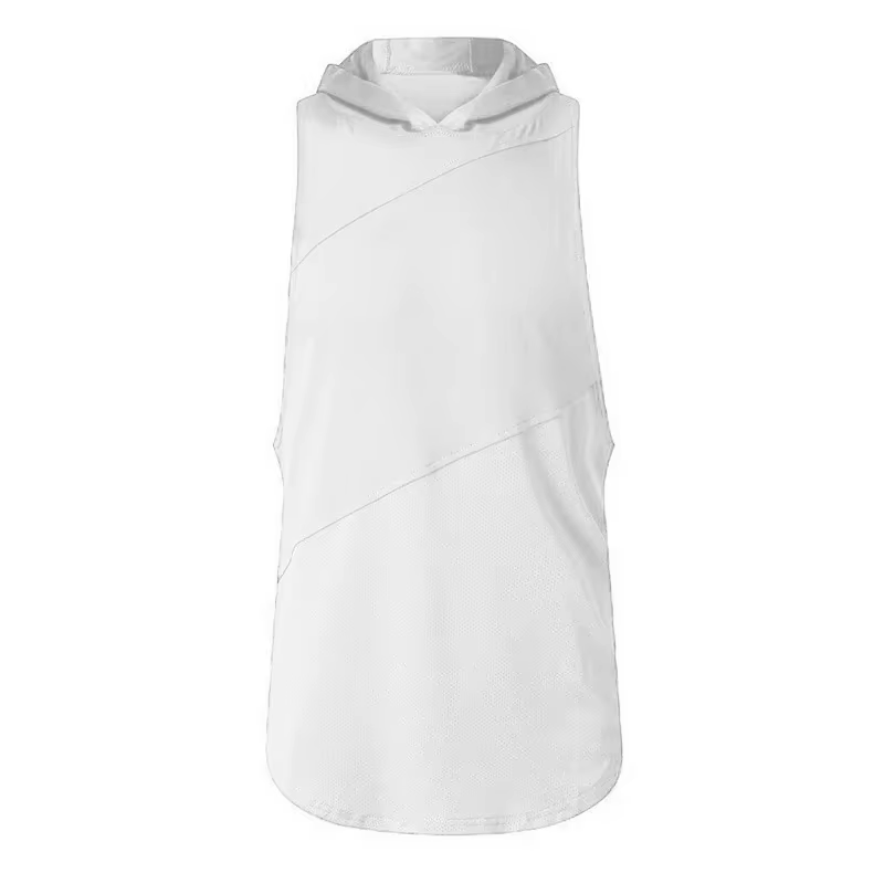 Musculation coton gilet à capuche débardeurs hommes salle de sport chemise sans manches Fitness