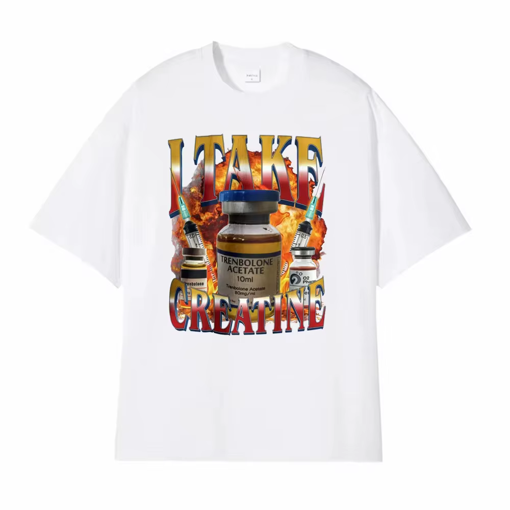 T-shirt de gym humoristique « I Take Creatine » – Meme « Steroid Out of Pocket » – T-shirts décontractés à manches