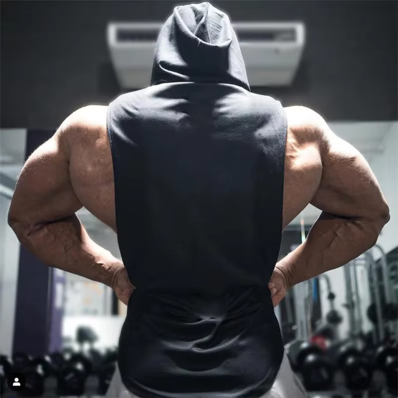 Marque gymnases vêtements hommes musculation à capuche débardeur coton sans manches gilet sweat Fitness