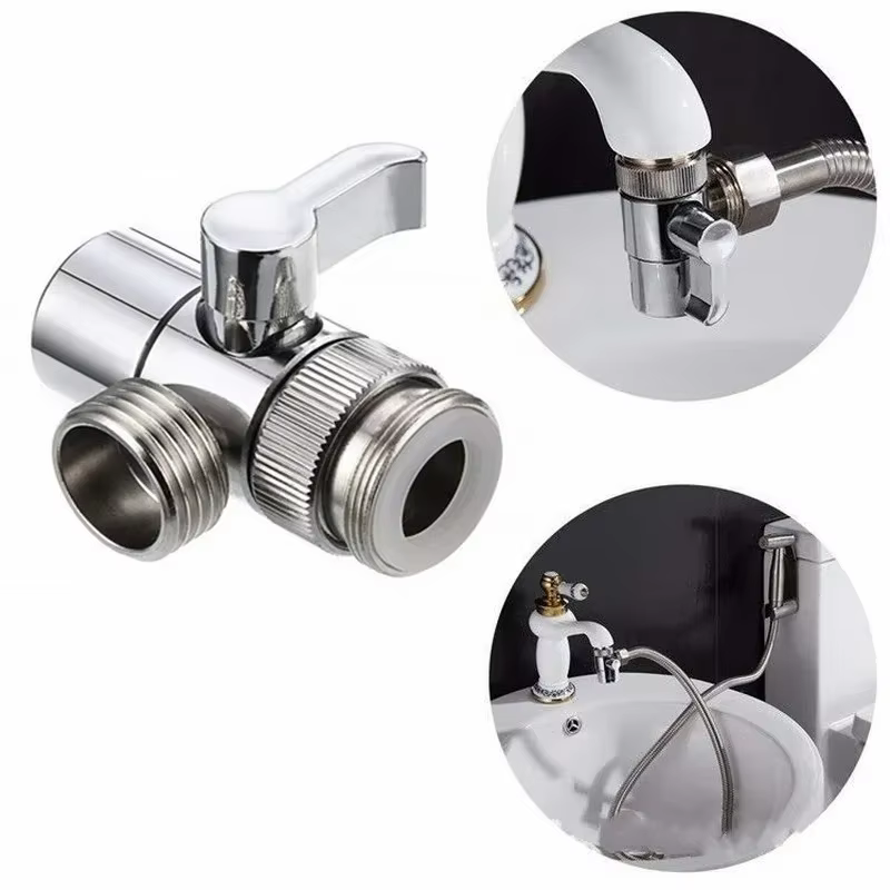 Robinet 1 en 2 sorties, distributeur d'eau, interrupteur de lavabo de douche, vanne de dérivation, Machine à laver externe, vanne de commutation de tuyau d'eau