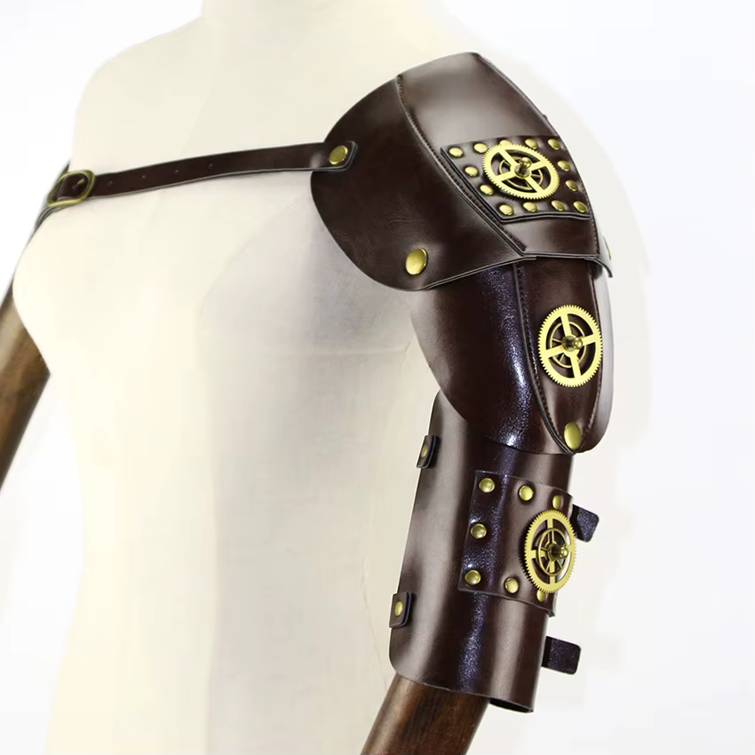 Garde-bras Steampunk, équipement rétro mécanique médiéval, accessoire de Cosplay d'halloween, armure d'épaule en cuir, accessoires d'archer pour adultes