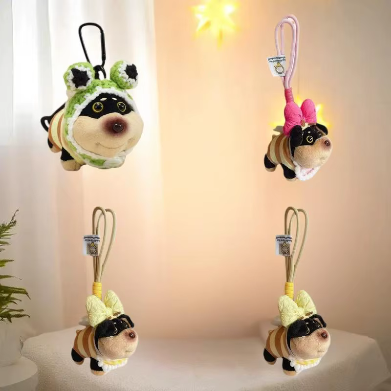 Accessoire spécial pour chien: pendentif de sac de poupée en peluche de chiot d'abeille Portable, décor suspendu de porte-clés doux mignon