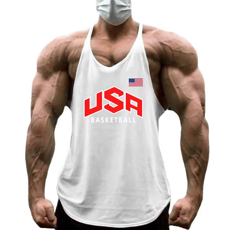 Marque vêtements hommes Sport sans manches Stringer Gym musculation Fitness entraînement Muscle chemise coton respirant Y-back débardeurs