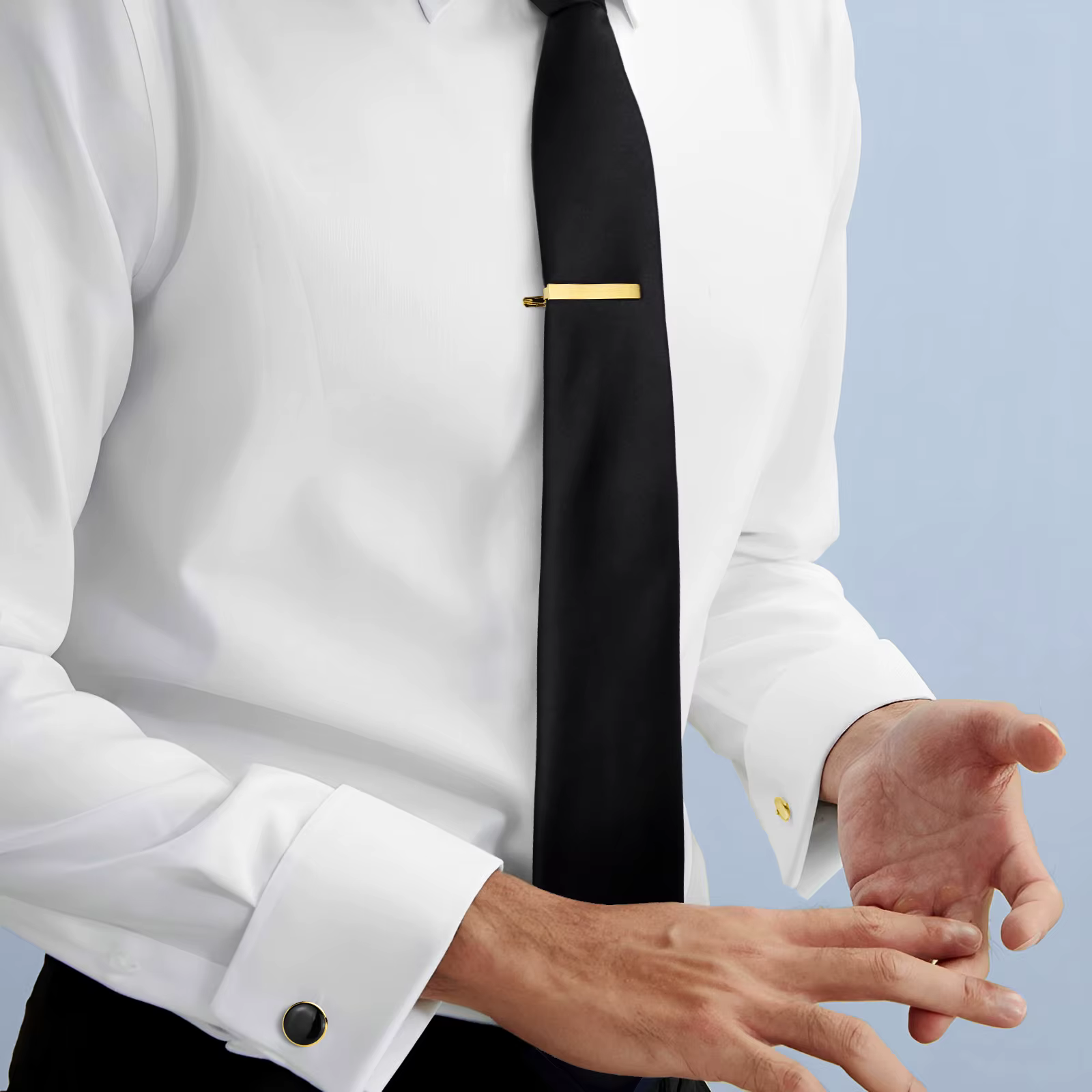 Ensemble cravate noire HAWSON pour homme avec boutons de manchette et pince à cravate, coffret cadeau formel pour affaires et mariage, accessoires de cravate en soie pour homme