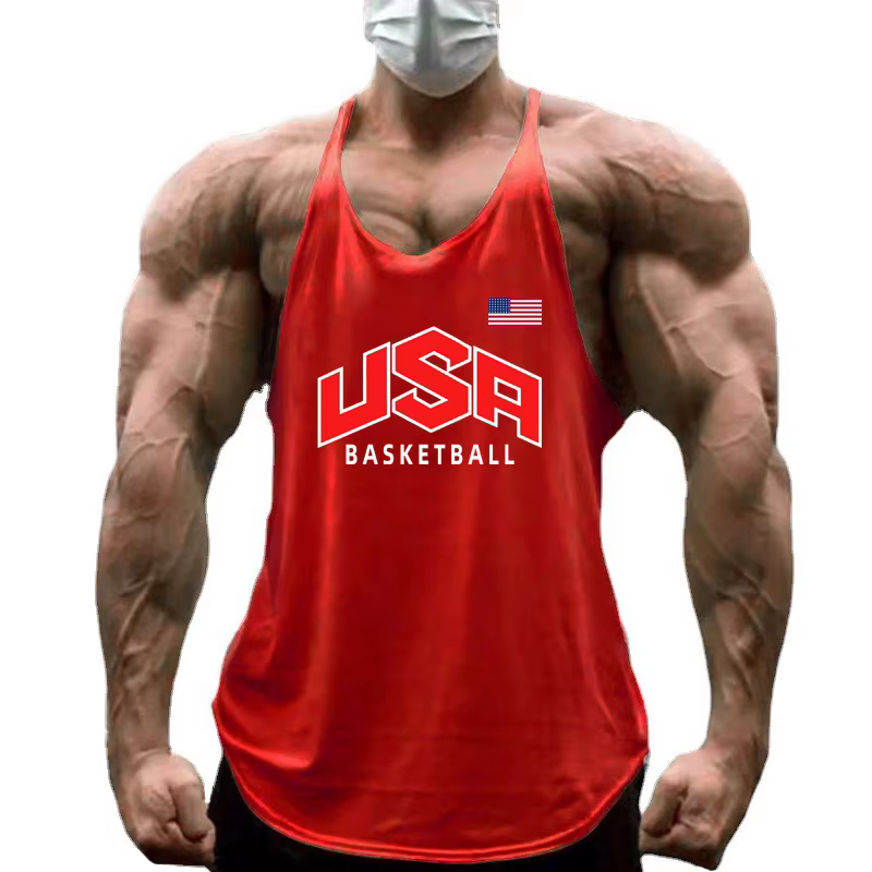 Marque vêtements hommes Sport sans manches Stringer Gym musculation Fitness entraînement Muscle chemise coton respirant Y-back débardeurs