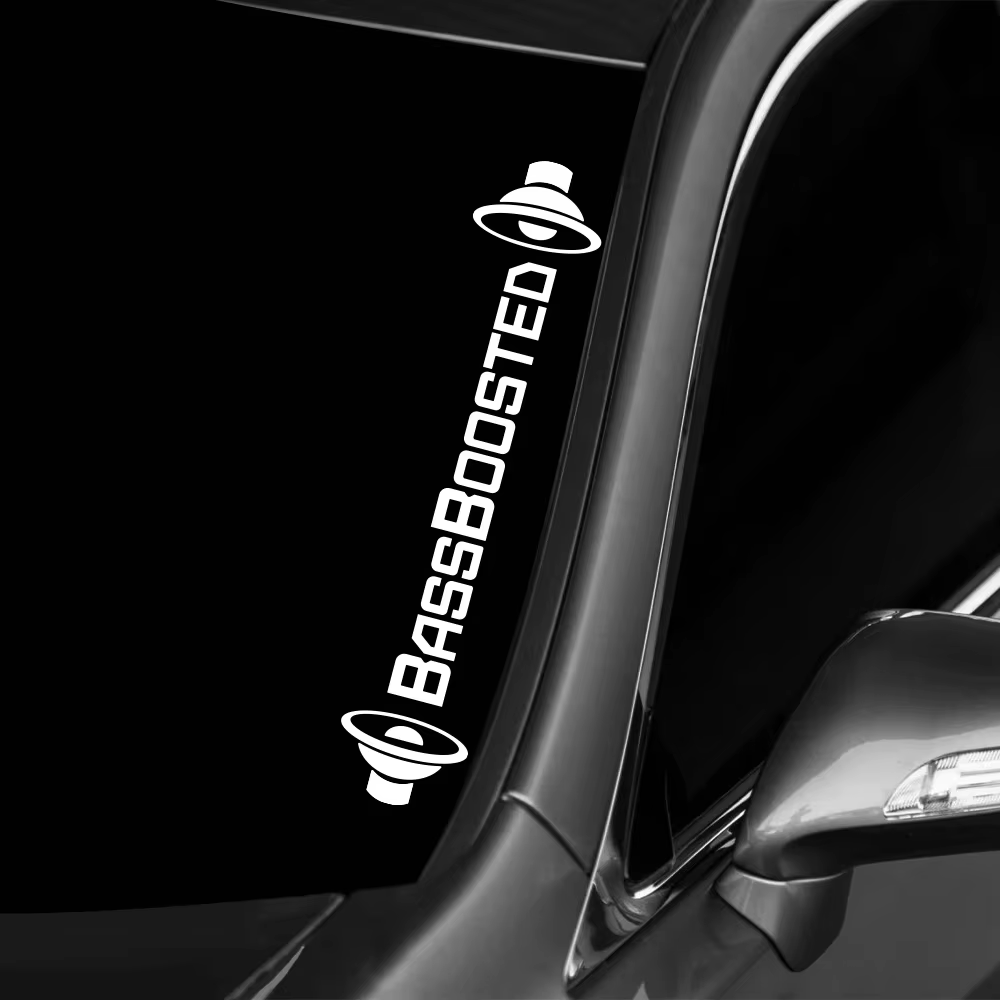Autocollant de voiture amusant BassBoosted Bass Boosted, autocollant en vinyle créatif, décoration de carrosserie de moto et de voiture en PVC, accessoires