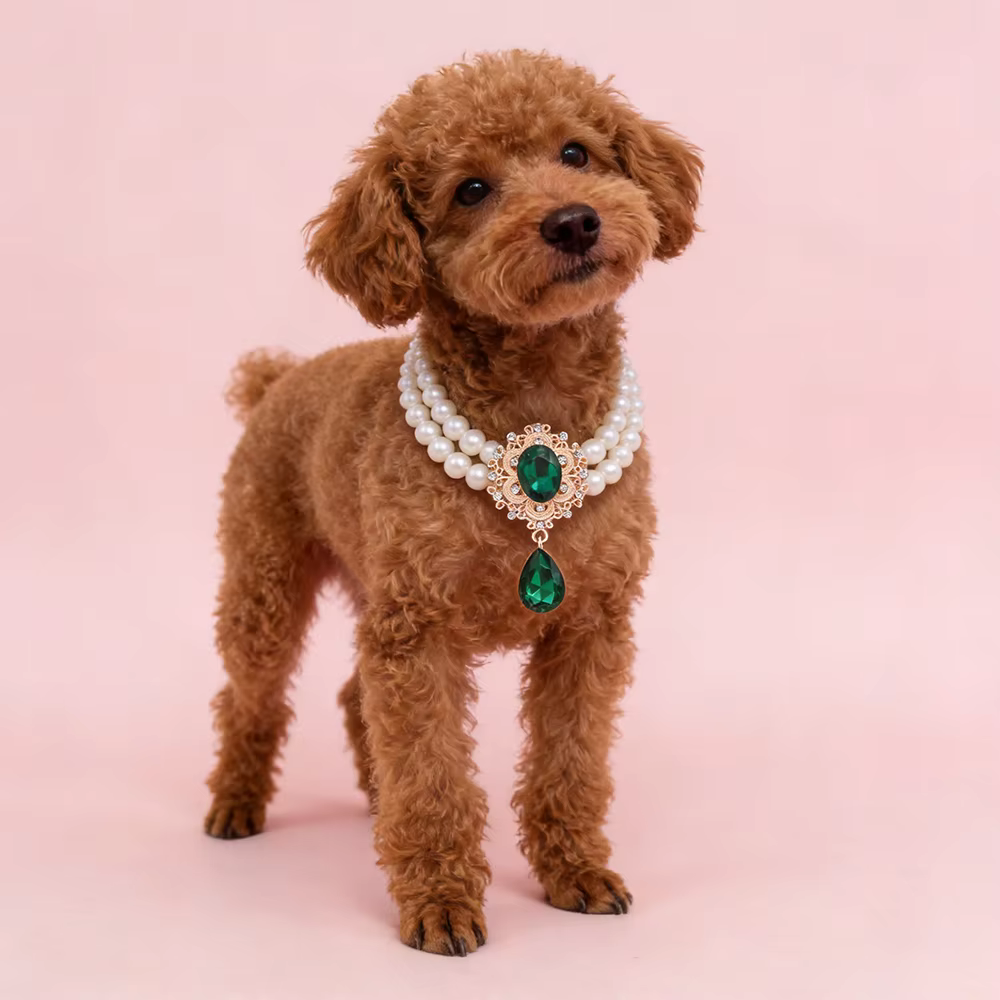 Collier 2 NucleoPearl pour Petits Chiens et Chats, Breloques en Diamant, Fait à la Main, Bijoux Accessoires pour Chiot