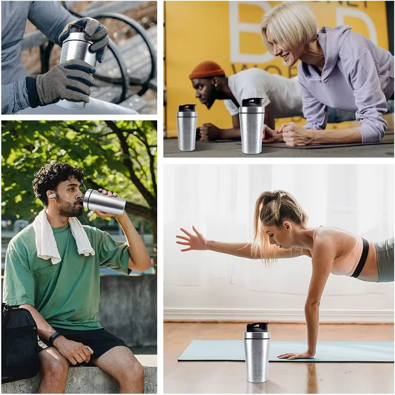Bouteille shaker en acier inoxydable pour protéines avec boule