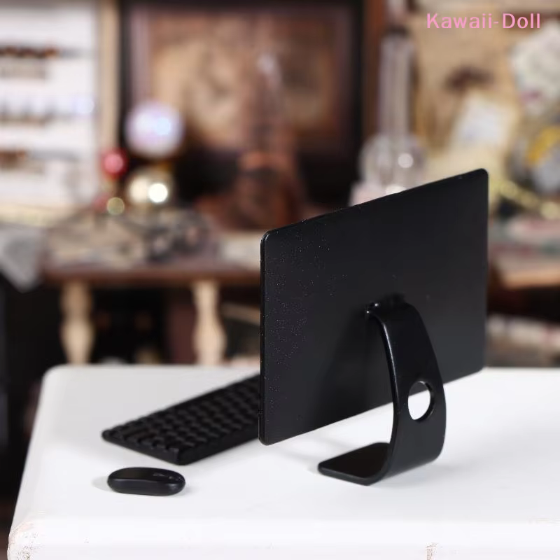 [DO] 1 ensemble de mini-ordinateurs portables, claviers et souris pour maison de poupée, décoration de bureau, accessoires de décoration pour salle d'étude [DO]