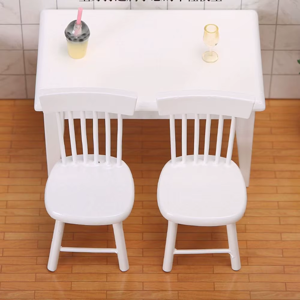 Mini maison de poupée 1/12, 9 Styles d'accessoires, Table de décoration, meubles, jouets, Simulation de chaise, Table en bois