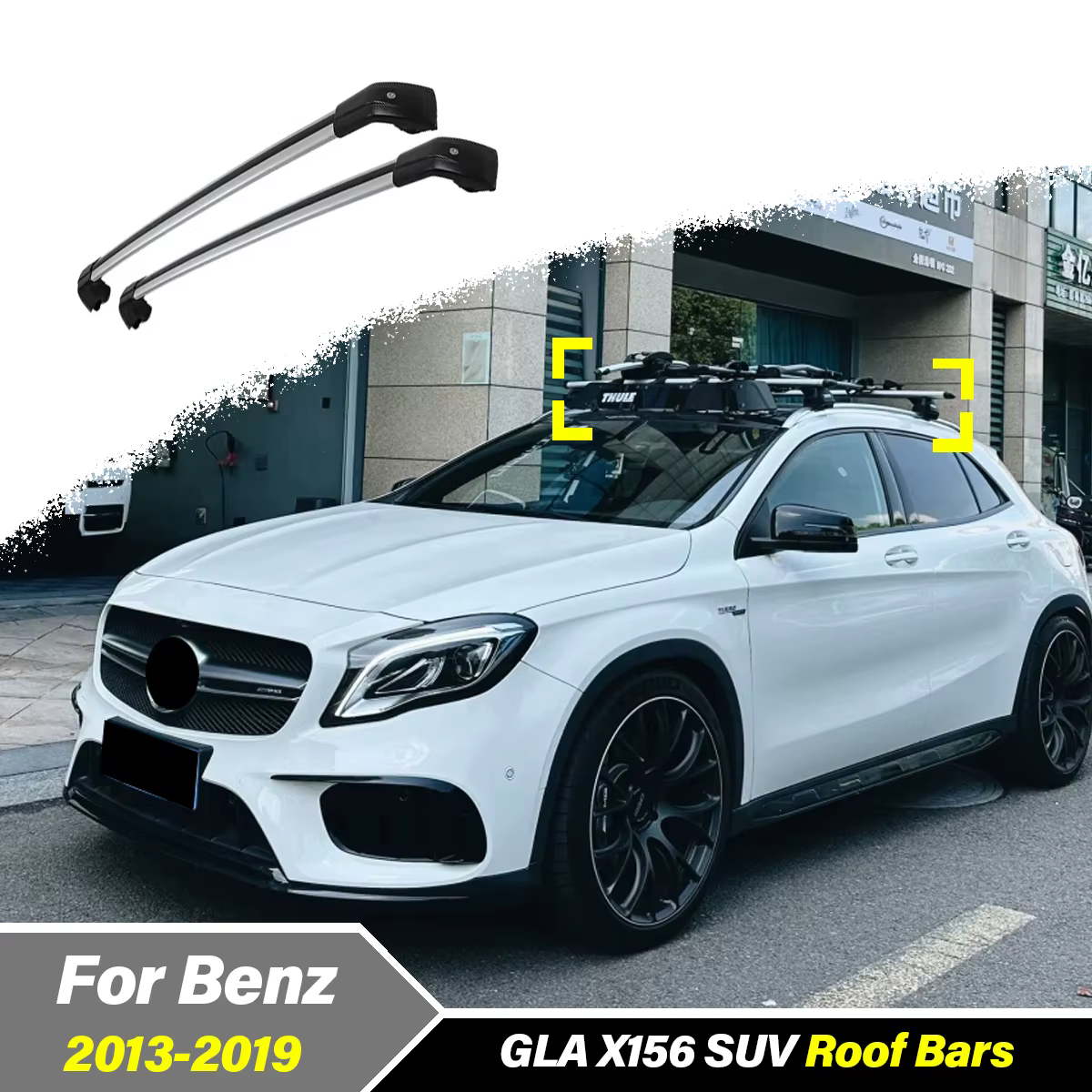 Pour mercedes-benz GLA SUV X156 2013 2014 2015 2016 2017 2018 2019 barre transversale de toit de voiture Rail de guidage corps support supérieur Kit de décoration