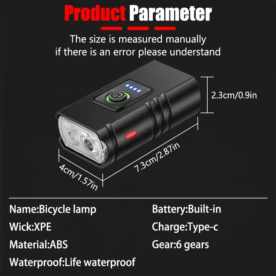 Lampe avant de vélo rechargeable par USB avec affichage de puissance, éclairage LED étanche pour vélo, phare de vélo, accessoires de cyclisme