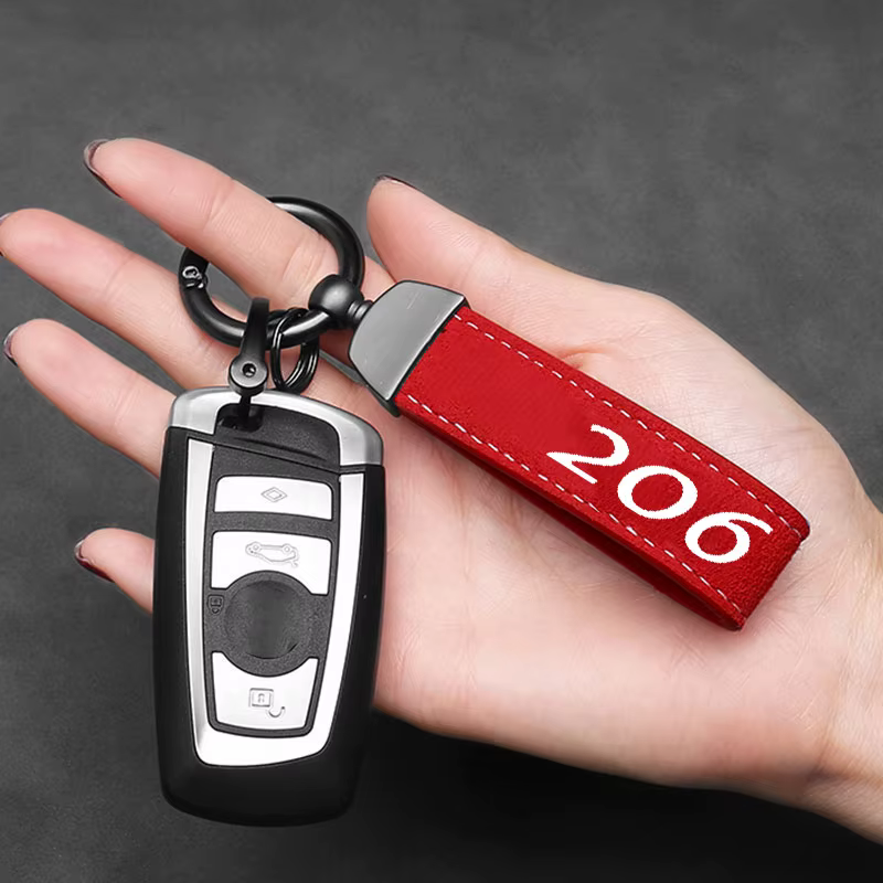 Porte-clés de voiture de luxe en cuir véritable, boucle de couleur Pure, cadeau, accessoires de voiture pour Peugeot 206