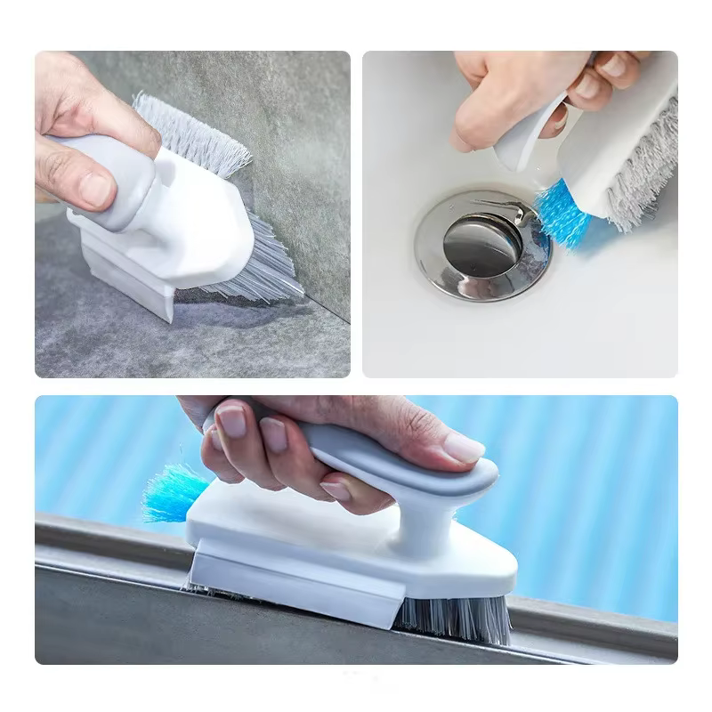 Brosse multifonctionnelle pour livres de carrelage et de coulis, épurateur d'angle, brosses de sol de baignoire, espace durable portable, outils de livres 4 en 1, 2 pièces