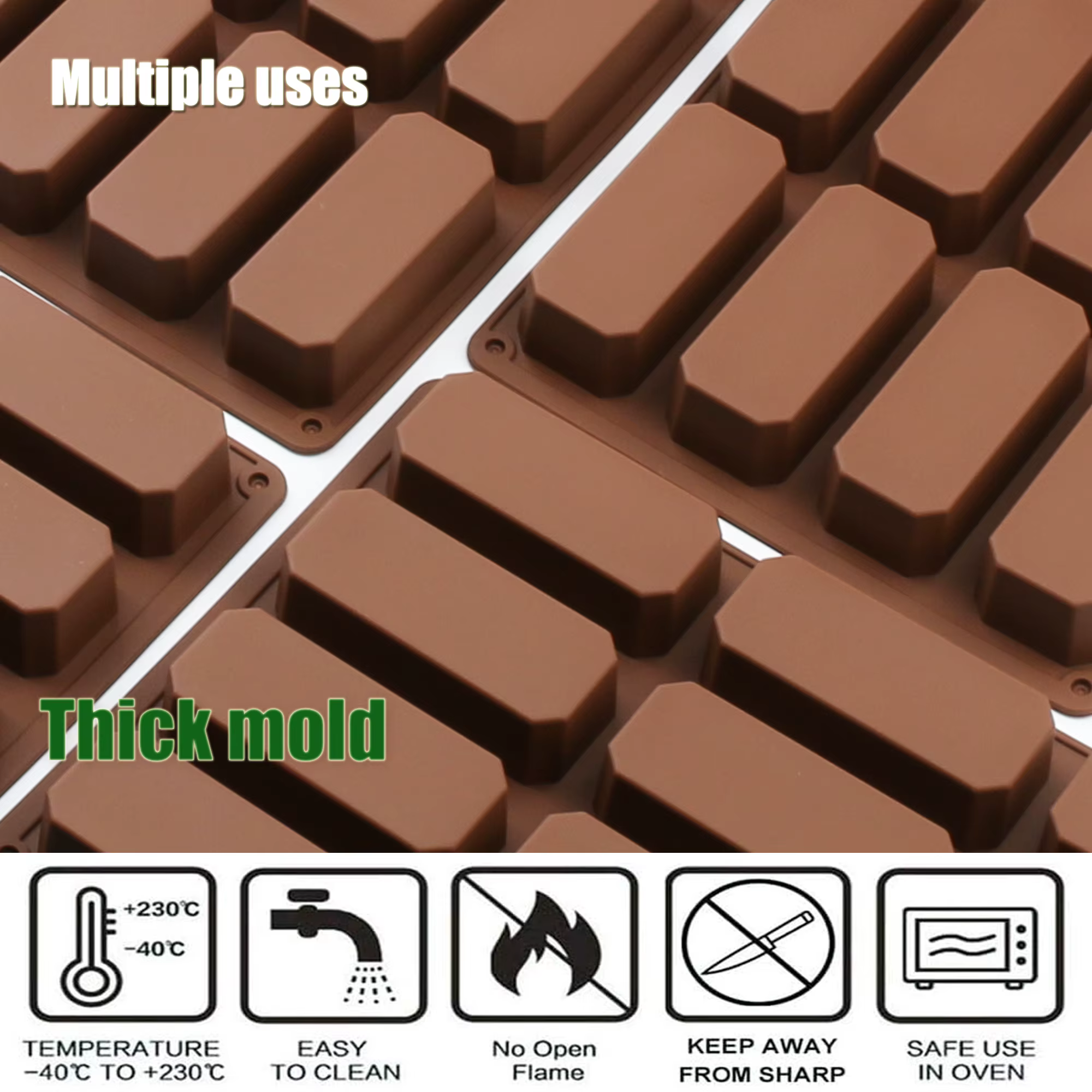Moule en silicone 12 cavités carrées pour barres protéinées