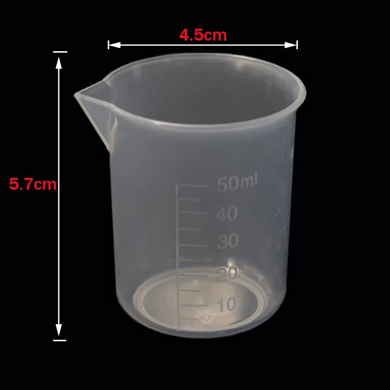 5 pièces de 50ML petit bécher laboratoire chimique en plastique sel bécher Transparent épaissi avec bec