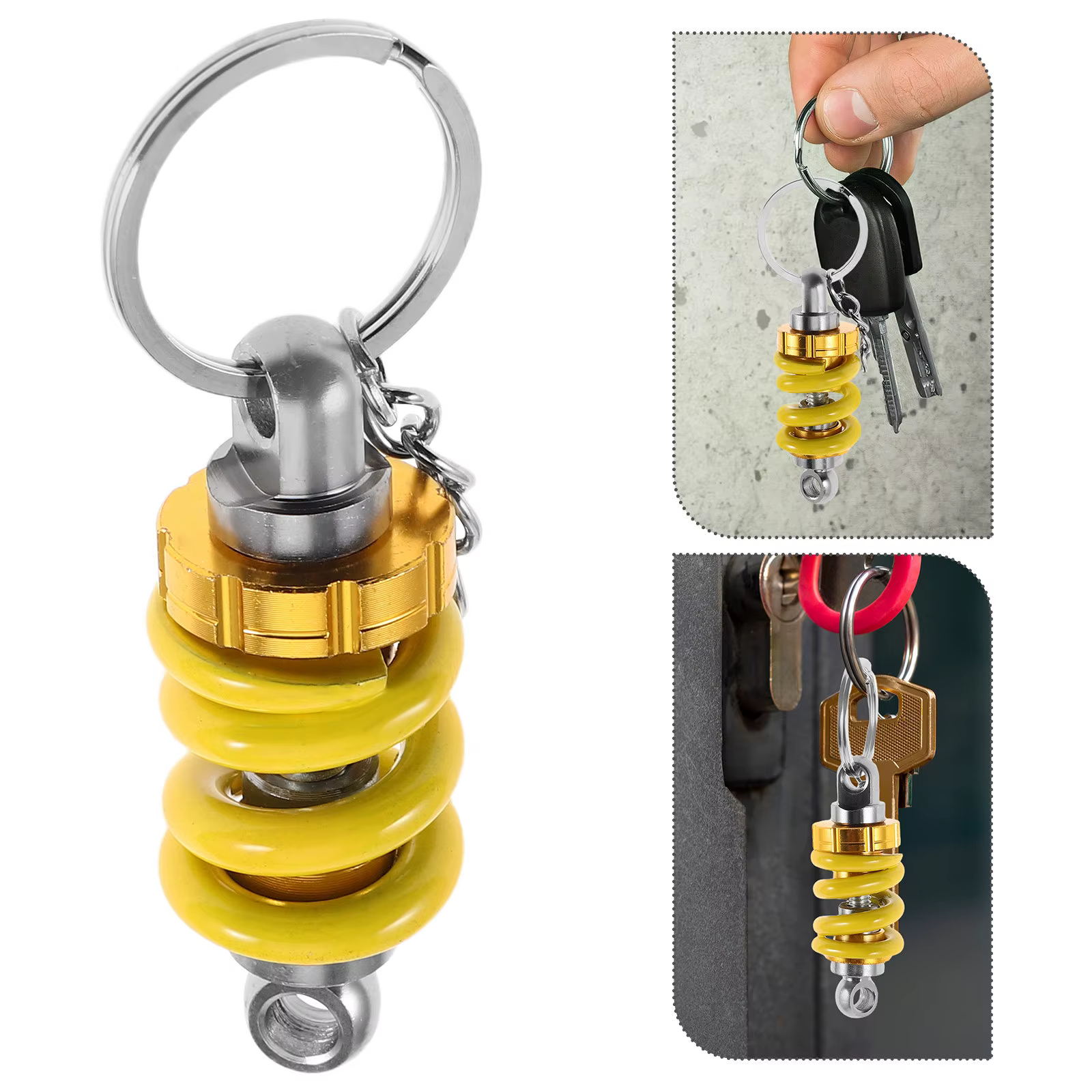Porte-clés amortisseur de chocs pour moto, pendentif décoratif à ressort hélicoïdal, réducteur de vibrations, accessoire universel de suspension pour moto