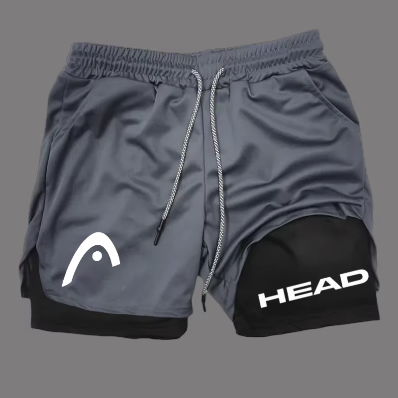 Berserk - Short de sport 2 en 1 pour hommes, short de course à séchage rapide, entraînement de gym et de fitness, short décontracté double couche