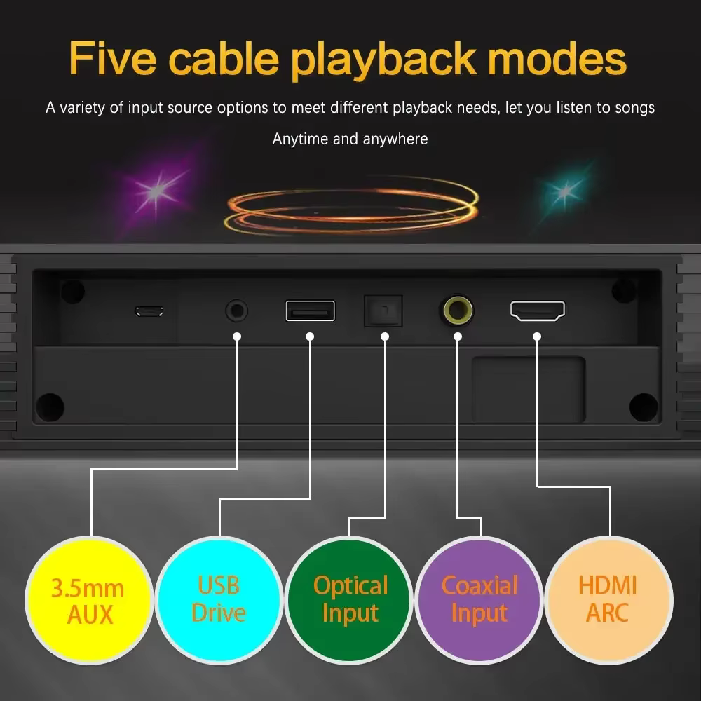 Système de haut-parleurs de barre de son Bluetooth sans fil, haut-parleur sonore Super puissant, filaire, Surround stéréo, projecteur de télévision pour Home cinéma