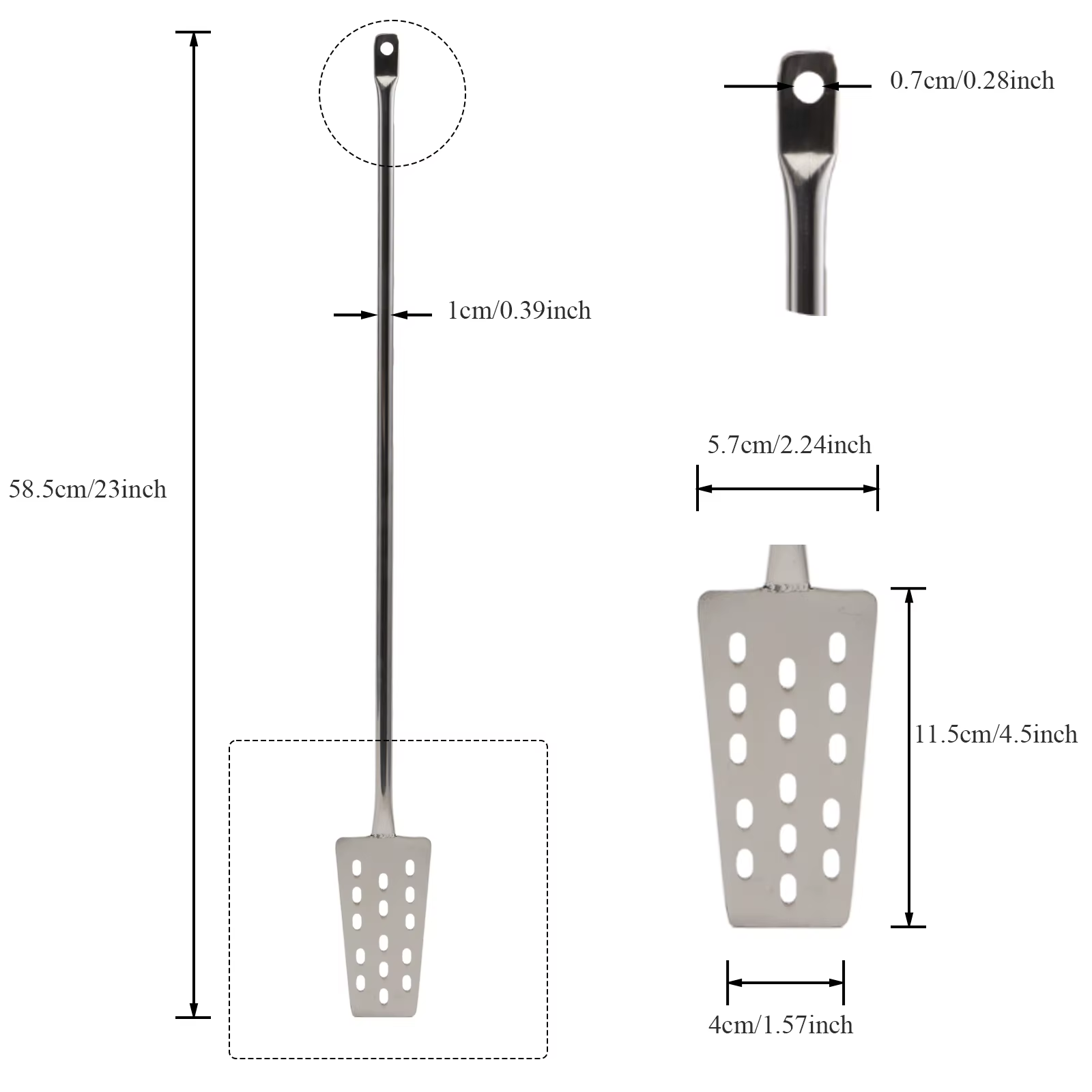 Pagaie d'agitateur de mélange de purée de 60cm 304 SS, palette de bière pour brassage à domicile avec 15 trous, outils de brassage de bière et de vin pour Bar de cuisine à domicile