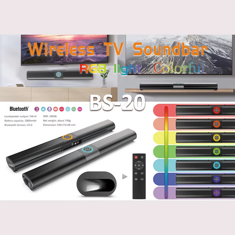 Barre de son sans fil Bluetooth avec subwoofer pour TV, radio FM, et basses puissantes