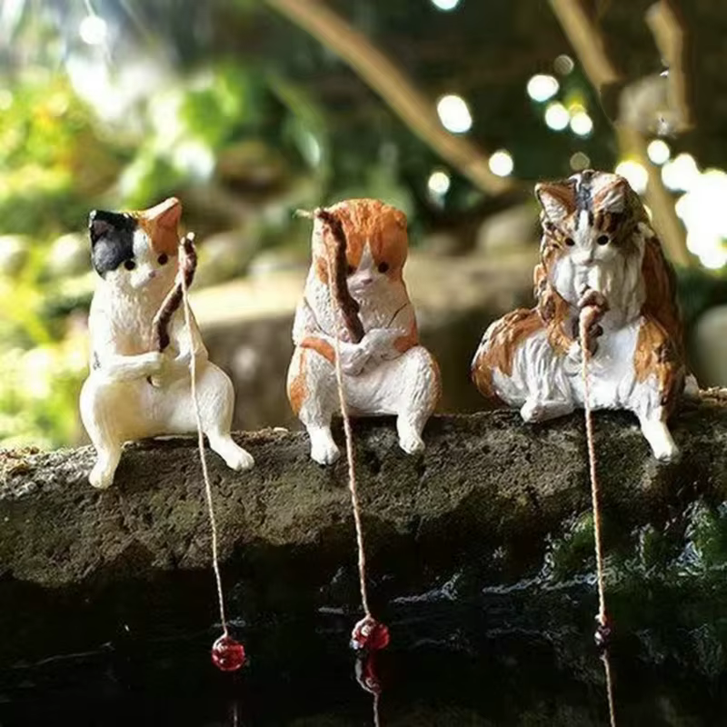 Ornements de pêche de dessin animé de poisson incité, accessoires d'aquarium, fournitures d'esprit ères, décoration de bureau à domicile