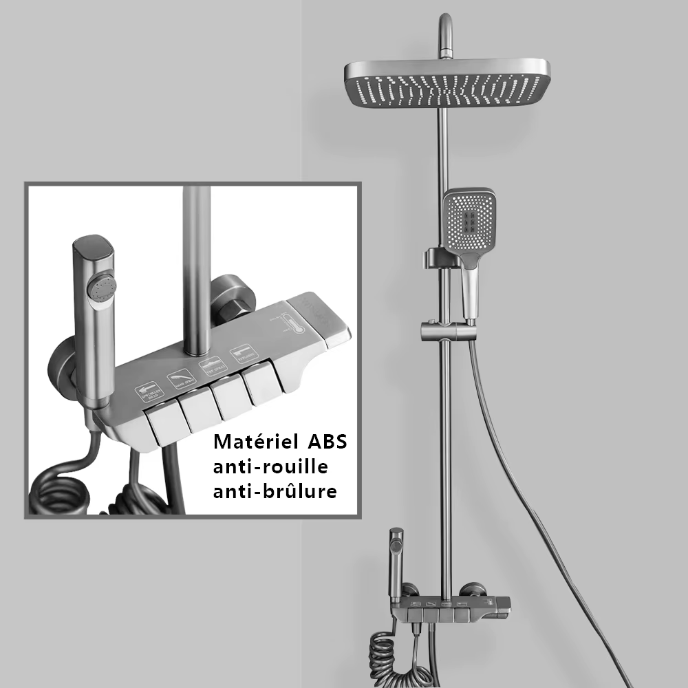 Ensemble de douche de salle de bains noir, touches de Piano, système de douche antirouille ABS, baignoire murale, mélangeur chaud et froid, robinet de douche de pluie Accessoires de salle de bains d'é