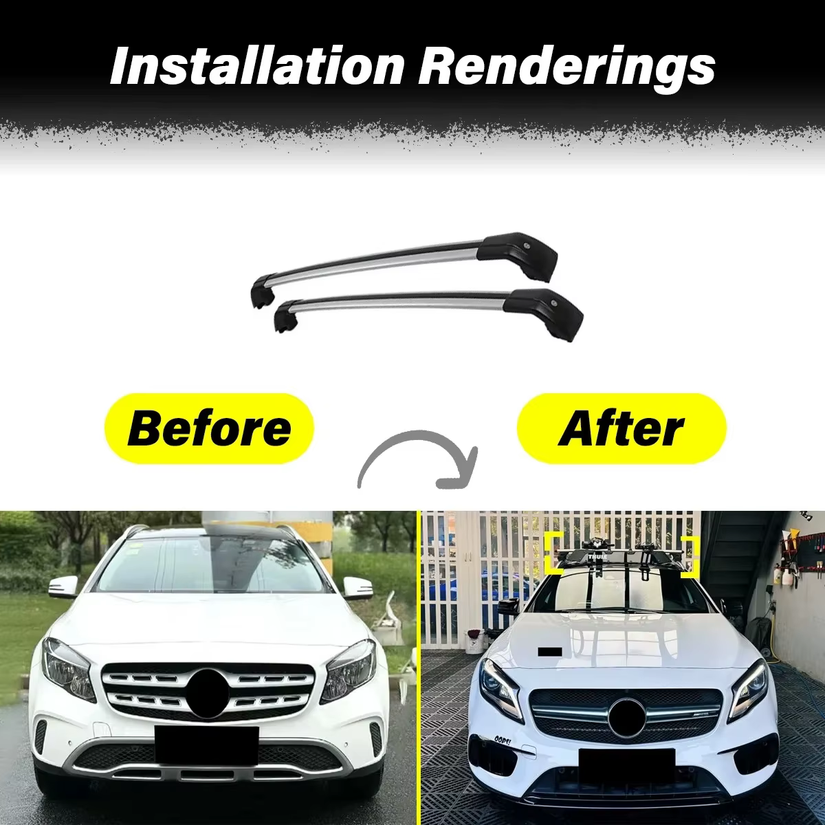 Pour mercedes-benz GLA SUV X156 2013 2014 2015 2016 2017 2018 2019 barre transversale de toit de voiture Rail de guidage corps support supérieur Kit de décoration