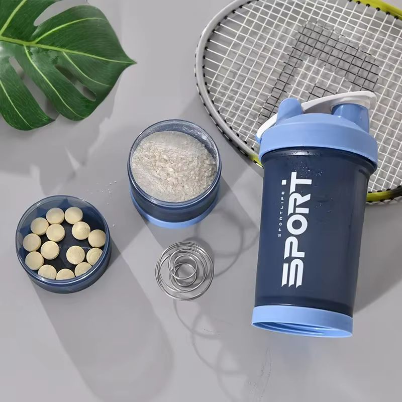 Bouteille Shaker de poudre de protéines d'eau de sport à 3 couches de 500ML