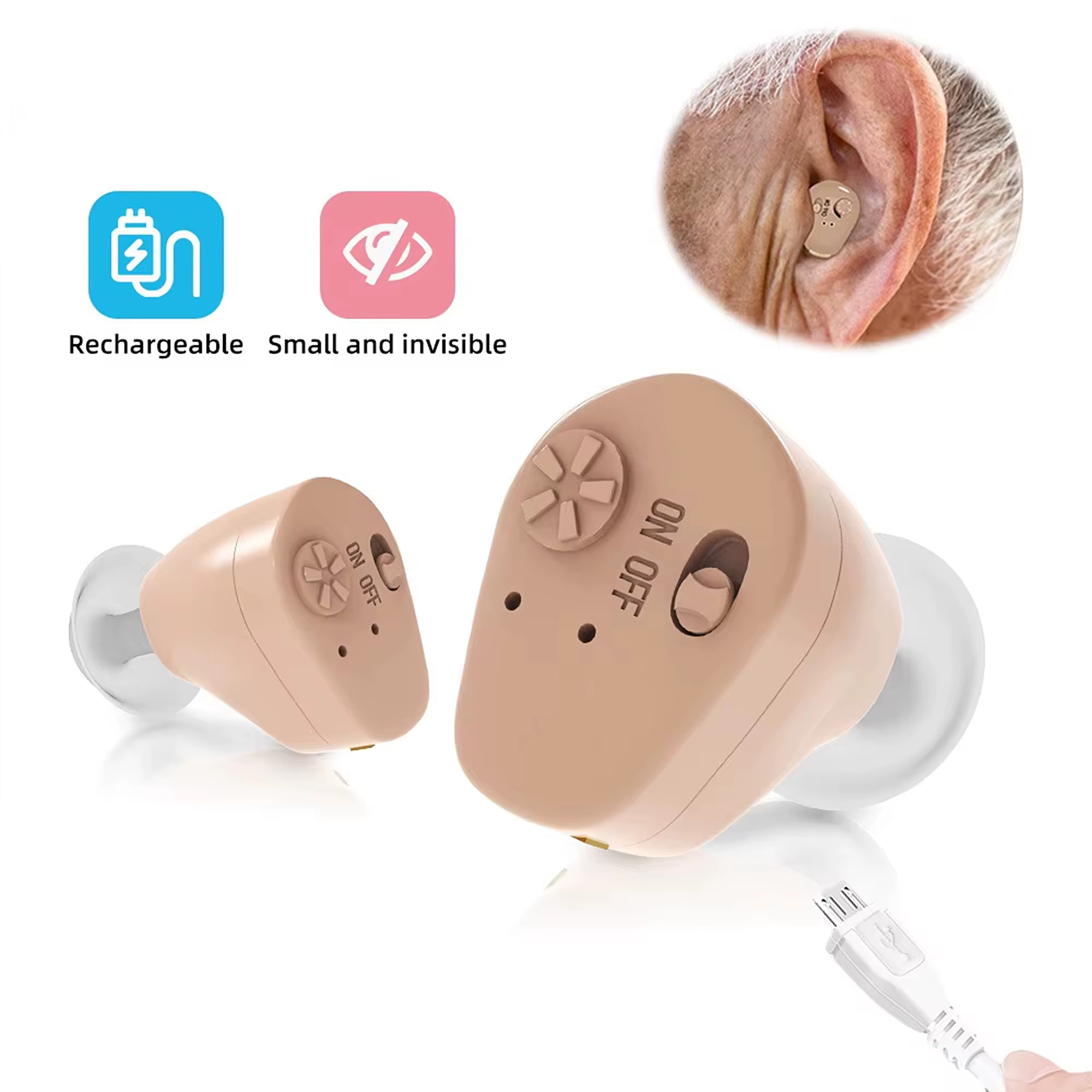 Mini amplificateur de son, rehausseur de son d'oreille, réduction du bruit, annulation améliorée du retour vocal, adapté aux adultes âgés et aux enfants