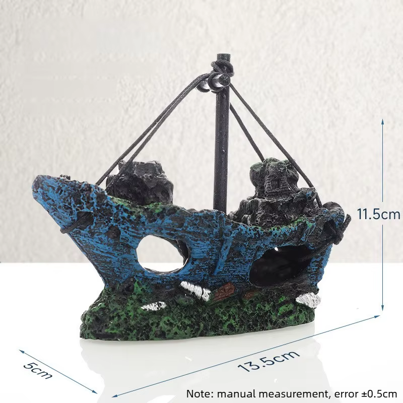 Décoration de paysage d'aquarium en résine, bateau coulé, accessoire pour aquarium, ornement de bureau pour la décoration de la maison
