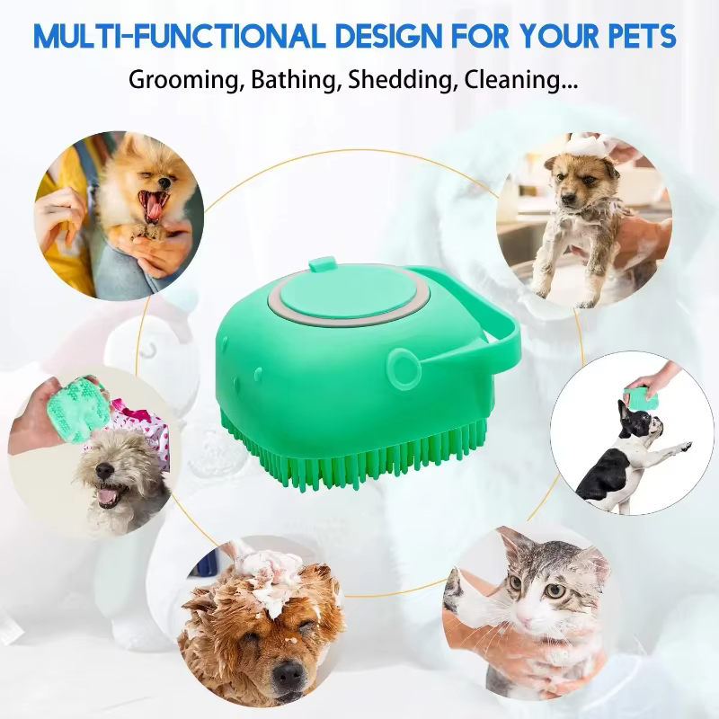 Brosse de massage et de toilettage pour animaux de compagnie : shampoing, brosse de bain, peigne de massage pour chiots et chats, brosses douces pour le bain
