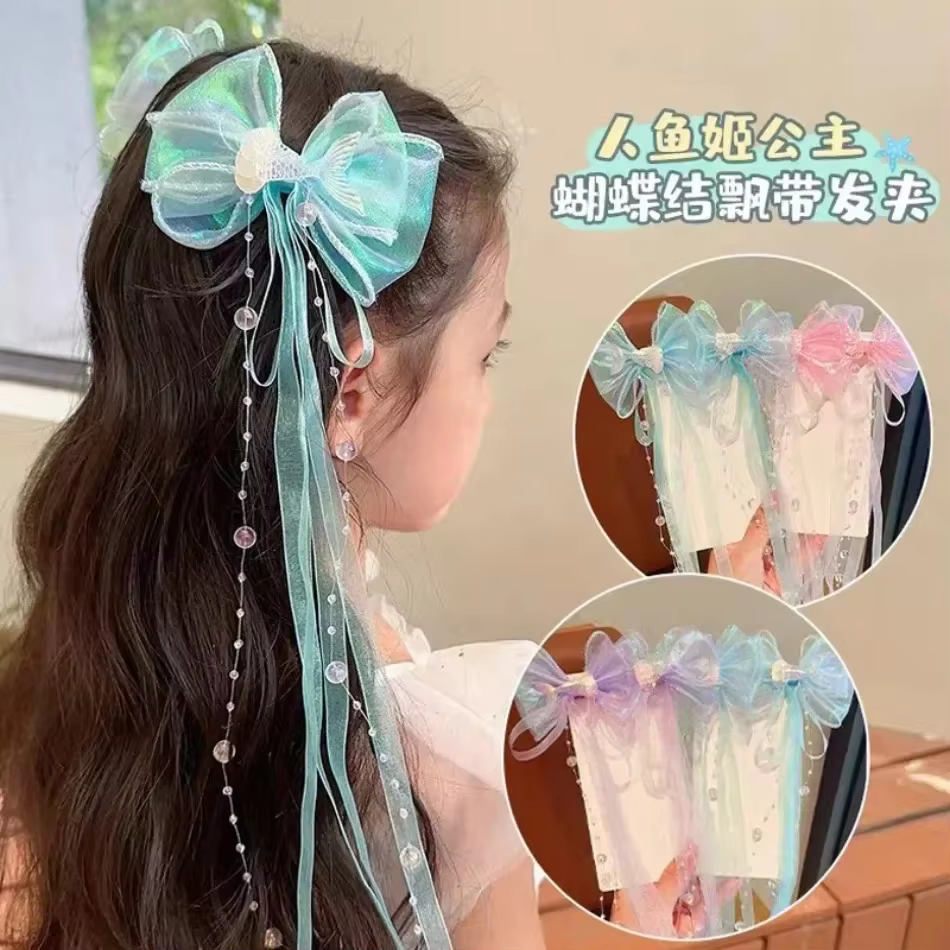 Bébé filles mignon sirène princesse perle gland arc front chaîne pince à cheveux enfants cheveux accessoires filles Super pince à cheveux TM04