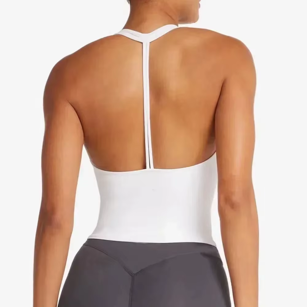 Débardeur de sport sexy pour femme avec soutien-gorge intégré et coussinets